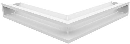 KRATKI Lüftungsgitter LUFT | offenes Eckkamingitter 560 x 560 x 90 mm | Weiß | Abluftgitter für Kamin Belüftung | Lufteinlass in einem Winkel von 45 Grad | Ideal für moderne Innenräumen
