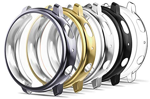 Simpeak 5-Packs Funda Compatible con Samsung Galaxy Watch Active 2 40mm, Funda Compatible con Samsung Active 2 40mm Slim Suave TPU Reemplazo Protector- Negro/Gris/Oro/Transparente/Plata