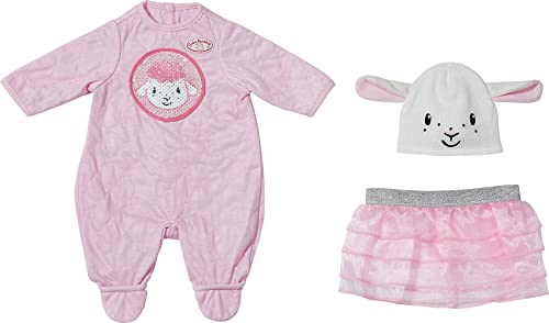 Baby Annabell 703229 Deluxe Glitzer Puppenstrampler mit glitzernden Pailetten und witzigen Öhrchen und Stufenrock, Puppenkleidung 43 cm, 2-teiliges Set