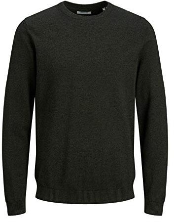 JACK & JONES Herren Jjebasic Knit Crew Neck Noos Pullover, Forest Night/Detail:Twisted with Black, XL