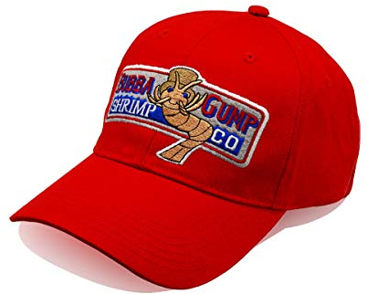 Aiugko Verstellbare Bubba Gump Hat Shrimp Co. bestickte Baseballkappe, Rot/Ausflug, einfarbig (Getaway Solids), large
