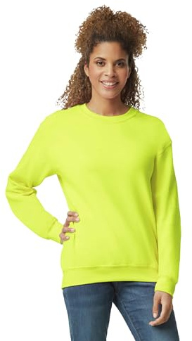 Gildan Men's Fleece Crewneck Sweatshirt, Style G18000, Safety Green, Large