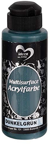 Ideen mit Herz Acrylfarbe Multisurface | Universalfarbe auf Wasserbasis | 120ml (dunkelgrün)