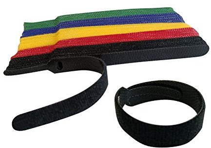 YIXISI 50 Stücke Klett Kabelbinder Wiederverschließbar, Klettband Kabelbinder, Kabelbinder mit Klett, für Zuhause Büro, Auto, PC, TV Kabel, Schwarz/Rot/Gelb/Blau/Grün/Weiß