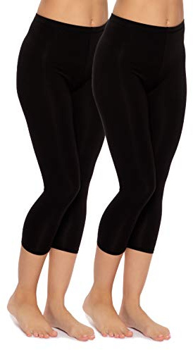 Felina | Cotton Modal Capri Leggings 2-Pack | Lightweight & Soft Black/Black