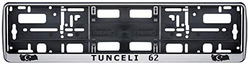 Auto Kennzeichenhalter in der Farbe Silber/Schwarz Nummernschildhalterung Auto, Nummernschildhalter Türkei Flagge 62 Tunceli 2 Stück