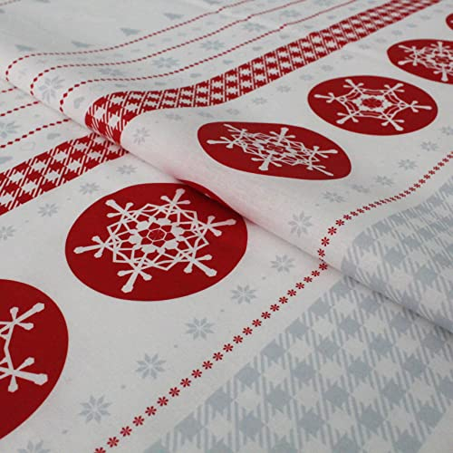 Stoff Meterware Weihnachten Winter Christmas Baumwolle - 1 Meter, Weihnachtsstoff, Weihnachtlich, Schnee, Deko (Streifen Schneeflocke Karo)