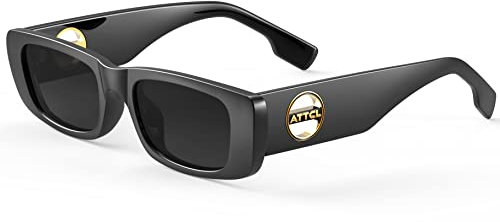 ATTCL Polarisierte Damen Sonnenbrille mit rechteckigem Rahmen trendige klobige Sonnenbrille mit UV-Schutz 5088 C1 Black+grey