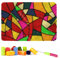 ROCKY&CHAO Knüpfteppich Zum Selber knüpfen, 50x38cm Knüpfsets Latch Hook Kit Selbst Knüpfen Set für Kinder und Erwachsene (Farbblock)