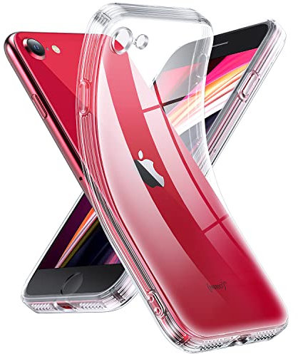 Supdeal Crystal Clear Hülle für iPhone SE 2022/SE 2020/iPhone 8/iPhone 7, Niemals gelb mit Kameraschutz, Silikon Durchsichtig Handyhülle Weicher Passform Ultra Dünn und Leicht, Transparente
