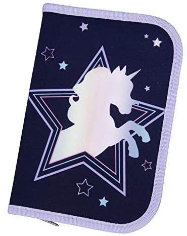 Scooli Einhorn Motiv Schüleretui - gefülltes Federmäppchen mit Eberhard Faber Stiften - stylische Federmappe mit Motiv - Stiftebox für Buntstifte und Bleistifte - ideal für die Schule