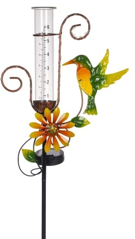 Stargarden Kolibri-Regenmesser für den Außenbereich, Metall, Solar-Regenmesser, dekorativ, wasserdicht, für Hof, Garten, Terrasse, Rasen