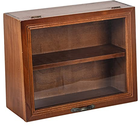 DOITOOL Bamboo Bread Box with Clear Front Window, Double Layer Bread Storage Bin Wooden Bread Box Rustic Style Bread Storage Container for Kitchen Countertop