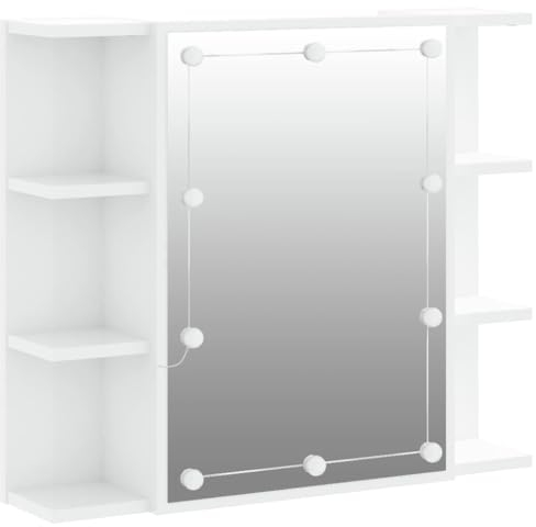 vidaXL Spiegelschrank, Wandregal mit LED-Leuchten, Wandschrank mit viel Stauraum, Schminkspiegel mit Ablagen Schrank Badezimmer, Betongrau