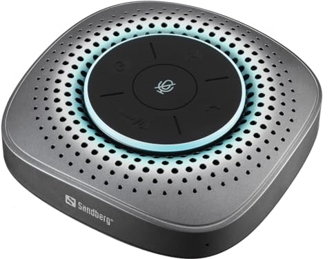 Sandberg Speakerphone Bluetooth + USB, 2in1 Mikrofon + Lautsprecher, Bluetooth + USB, Konferenzsprecher, Tragbare Bluetooth Freisprecheinrichtung für Smartphone Laptop Tablet, Geräuschunterdrückung