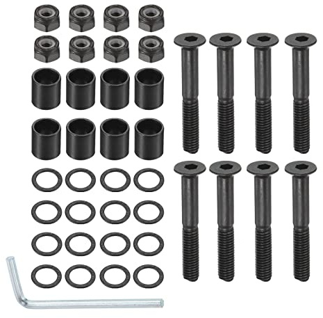 PATIKIL Skateboard Hardware Kit Schreibtisch Befestigungsschrauben Achsmuttern Sechskantschlüssel Set mit Unterlegscheiben Abstandshalter für Skateboard LKW Rad