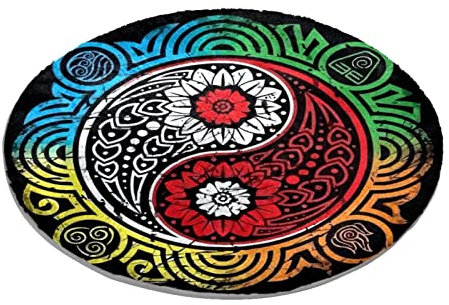 Generic Yin Yang Trans Runder Teppich für Schlafzimmer, Wohnzimmer, Arbeitszimmer, Spielen - Modern, Einzigartiges individuelles Muster, 70cm/27.6in, Kunstpelz, Indoor
