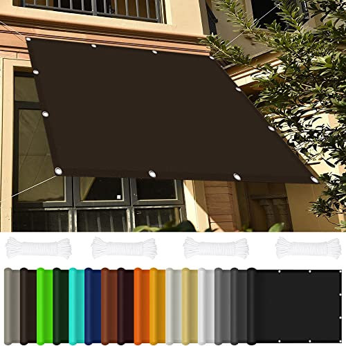 Tenda da Sole Rettangolare 4 x 5 m Rettangolare Tenda da Sole per Esterno Protezione Raggi UV 98% per Giardino Terrazzo e Campeggio, Marrone