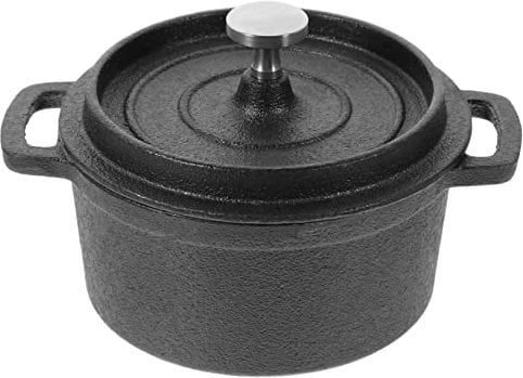 Housoutil Cast Iron Pan, Mini Cast Iron Milk Pan, Uncoated Cast Iron Saucepan, Multi-Functional Iron Pot for Soup and Hot Milk
