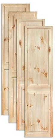 Kassettentür Schranktür Holz RUSTIKAL | 201,3 x 49,4 cm 4-er Pack Set | unbehandelte Holztür aus Kiefernholz im Kolonialstil und Markflecken als Raumteiler Schiebetür für Regale, Schränke, Möbel