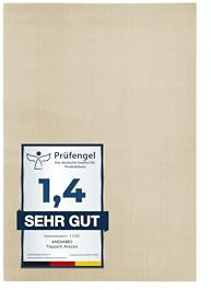 andiamo Teppich Arezzo waschbar Wohnzimmer Esszimmer pflegeleichter eleganter gemütlicher Wohnzimmerteppich Fellteppich einfarbig 80 x 150 cm Creme