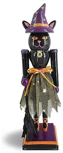 Nutcracker Ballet Gifts Nussknacker-Figur aus Holz, schwarze Katze, Ballerina, niedlich, lustig, gruselig, Halloween-Dekorationen, Ornamente, Heimdekoration, 25,4 cm