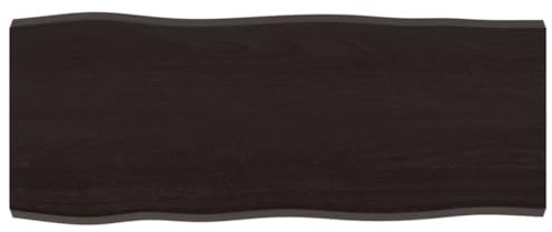 vidaXL Tischplatte, Holzplatte für Tisch Esstisch Couchtisch, Massivholzplatte Handgefertigt mit Baumkante, Ersatztischplatte, Dunkelbraun 100x40x(2-4) cm Massivholz Behandelt