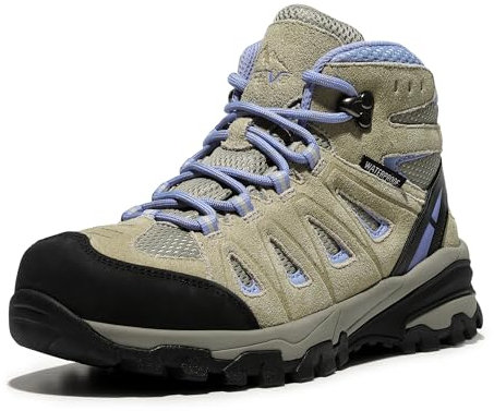 NORTIV 8 Scarpe da Trekking Impermeabili da Donna Scarponi da Montagna Trekking Antiscivolo Leggero Esterno Traspirante,Size 41.5,Beige/Viola,SNHB211W