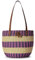 Lauren Ralph Lauren Striped Straw Medium Hartley Tote Bag, Natural/Purple Jasper Multi/Lauren Tan, One Size