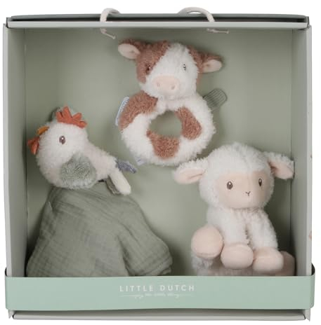 Little Dutch 8815 Geschenkset 3-teilig (Schmusetuch, Greifling, Stofftier) - Little Farm
