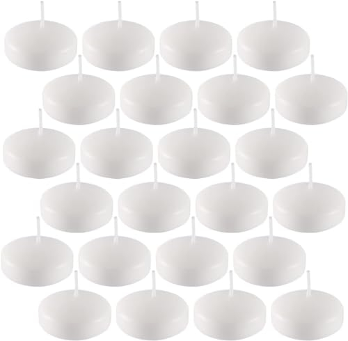MGE - 24 Velas Flotantes para Agua - Velas Flotantes Decorativas - Tealight para Agua - Velas Flotantes para Centro de Mesa, Bodas, Piscina - 4 Horas de Duración - Hecha en España - Blanco