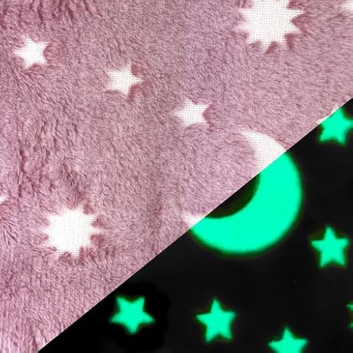 Glow in the Dark/Leuchtet im Dunkeln Wellnessvlies-Meterware-50cm Schritte Vlies Alpenfleece (Design F)