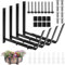 4 soportes para jardineras de color negro, soporte de bandeja de flores resistente y ajustable en ancho, gancho para jardineras de metal para arrendamientos de guardabarros de ventanas, jardines