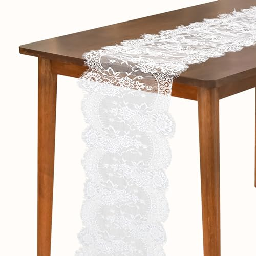 3 Stück Tischläufer Spitze Hochzeit Esstisch 34,9 x 297,6 cm Weiß Tischdecke Weiss Vintage Hochzeitstischdecke Tischband Klassische Outdoor Geburtstagsparty Makramee Tischläufer Ostern