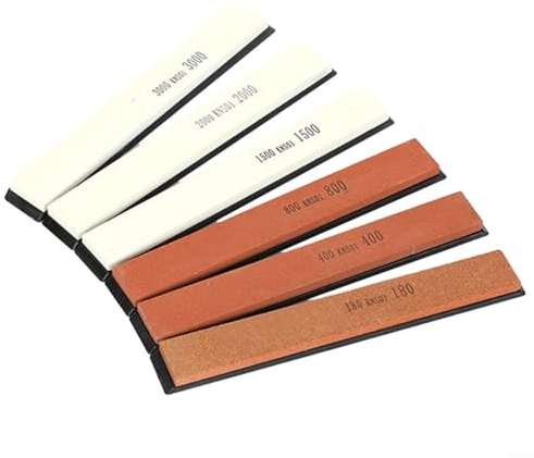 EpheyFIF Sharpening Stone Set, 6 pcs Alumina Set Sharpener Honing Stone - Polishing Oil Stone Set Grits 180#, 400#, 800#, 1500#, 2000#, 3000#- 150mm * 20mm * 5mm