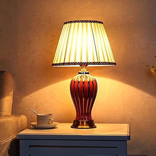 entyze Creatività Moderna 18,9 Lampada da Letto in Ceramica Aranciin Stile Cinese Lampada da Letto Lampada da Tavolo in Ceramica Orientale con Paralume a Forma Di Campana Pieghetta/a