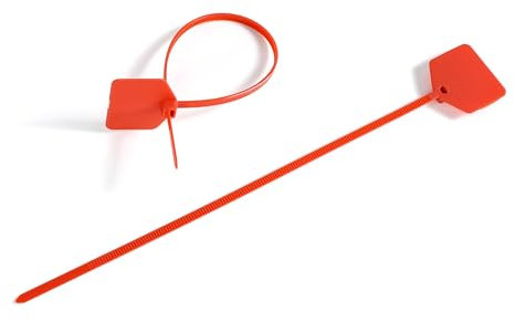 Marker Nylon Cable Ties, Nylon Cable Zip Ties with Label, Self-Locking Written-on Cable Mark Ties 8 in for Cabling, Ethernet Wire Marking Label- Red/ 100pcs