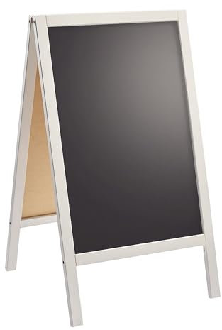 Kundenstopper Holz WOOD-STOP Lite S, 44 x 66 cm Kreidetafel, weiß