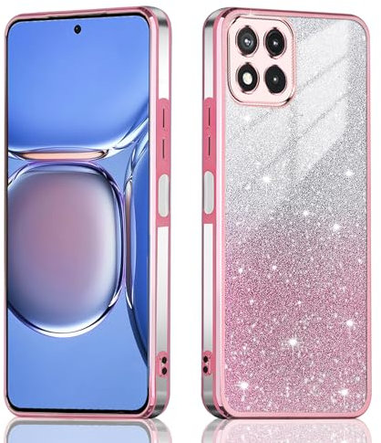 JNERBUYI Coque Transparente pour Xiaomi Redmi 9C/Redmi 10A/Redmi 9C NFC, Housse Bumper de Téléphone, Coque Ultra Fine Galvanisée Exquise, Étui Pailletée pour Filles. Rosa
