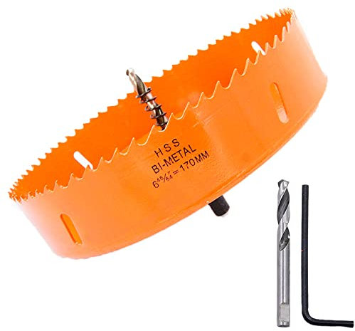 Hole Saw 170mm LAIWEI Hole Cutter, with 1 Drill and 1 Hex Key for Drilling Wood, PVC, etc., Drilling Tools 6-11/16 inch