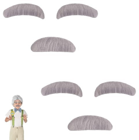 2 Stück Schnurrbart Zum Ankleben, Fake Bart, Schnauzer Zum Ankleben, Bart Kostüm, Perücke Alter Mann Grau, Bärte Zum Ankleben, Bart Zum Ankleben, Falscher Schnurrbart, for Christmas Party