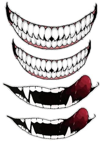 Smileshiney 4 Aufkleber Für Motorradhelme,15/20Cm Böses Lächeln Aufkleber,Böses Helm-Aufkleber,Dekorativer Autoaufkleber Mit Bösem,Lächeln Und Großem Mund,Selbstkleber Aufkleber Für Die Motorraddekor