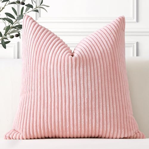 Artscope Ein Kissenbezug Kordsamt Zierkissenbezug Dekokissen Sofakissen 45x45 cm Cord Kissenhülle Couchkissen Dekorative Weiche Kissen für Sofa Wohnzimmer Zuhause Schlafzimmer Rosa