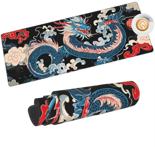 Mauspad XXL Schwarz Mauspad 1500 x 800 mm, Gaming Mousepad xxl Mauspad Koi-Fisch Schreibtischunterlage, Wasserdicht Mouse Pad Groß Rutschfeste Unterseite Desk Mat Gaming Zubehör Für Office Home-235HDM