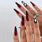 Halloween Fake Nails,24pcs Long Funny Faces Fake Nails,Halloween Press on Nails,Acrylic French Stick on Nails with Glue, Full Cover Manicure (Red Ghost, 1)