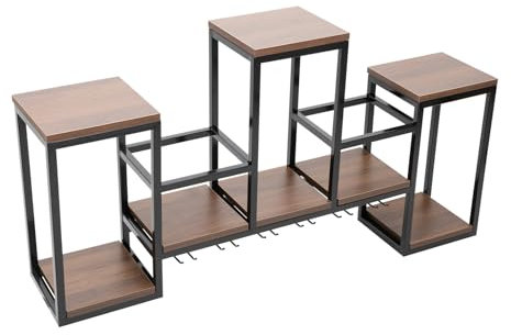 CCAUUB Étagère murale en bois - 106 cm - Étagère murale vintage - Étagère de rangement - Armoire à vin - Porte-bouteilles - Porte-gobelet pour cuisine, restaurant, bar - Avec boucle suspendue