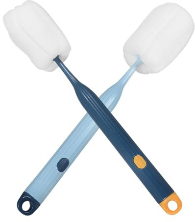 Healvian 2pcs Cleaning Brush Handled Sponge Cleaner for Jugs Water Bottles Safe and Scratch Easy to Use for Glassware Cleaning