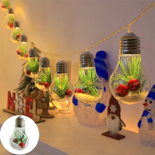Christmas Vintage Decor String Light, LED Bulbs String Lights, Led Bulbs String Lights, Led Bulb String Lights, Battery Operated Christmas Lights (03#, 2m)
