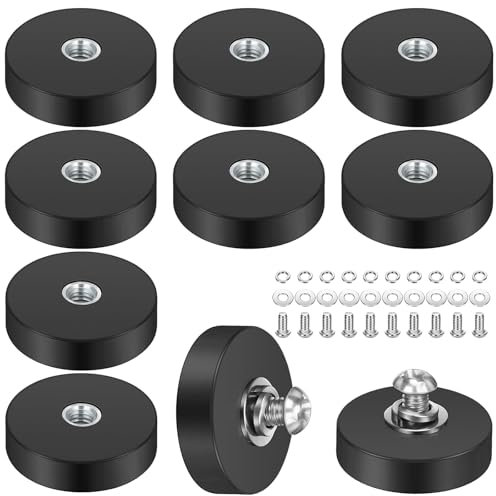 10 Piezas Imanes de Neodimio, 22mm Imanes Redondos de Goma con Rosca M4, Fuerza de Sujeción de 5,5kg, Imanes Neodimio Potentes para Iluminación Cámara