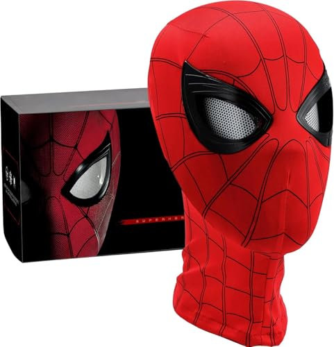 Spider-hero Mask,Mask with Moving Light Up eyes, Halloween Party Favors Gifts for Man Kids Birthday Gift (black)